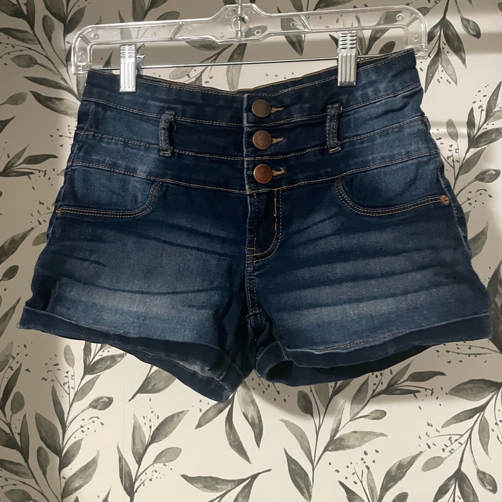 No Boundaries Three Button Jean Shorts